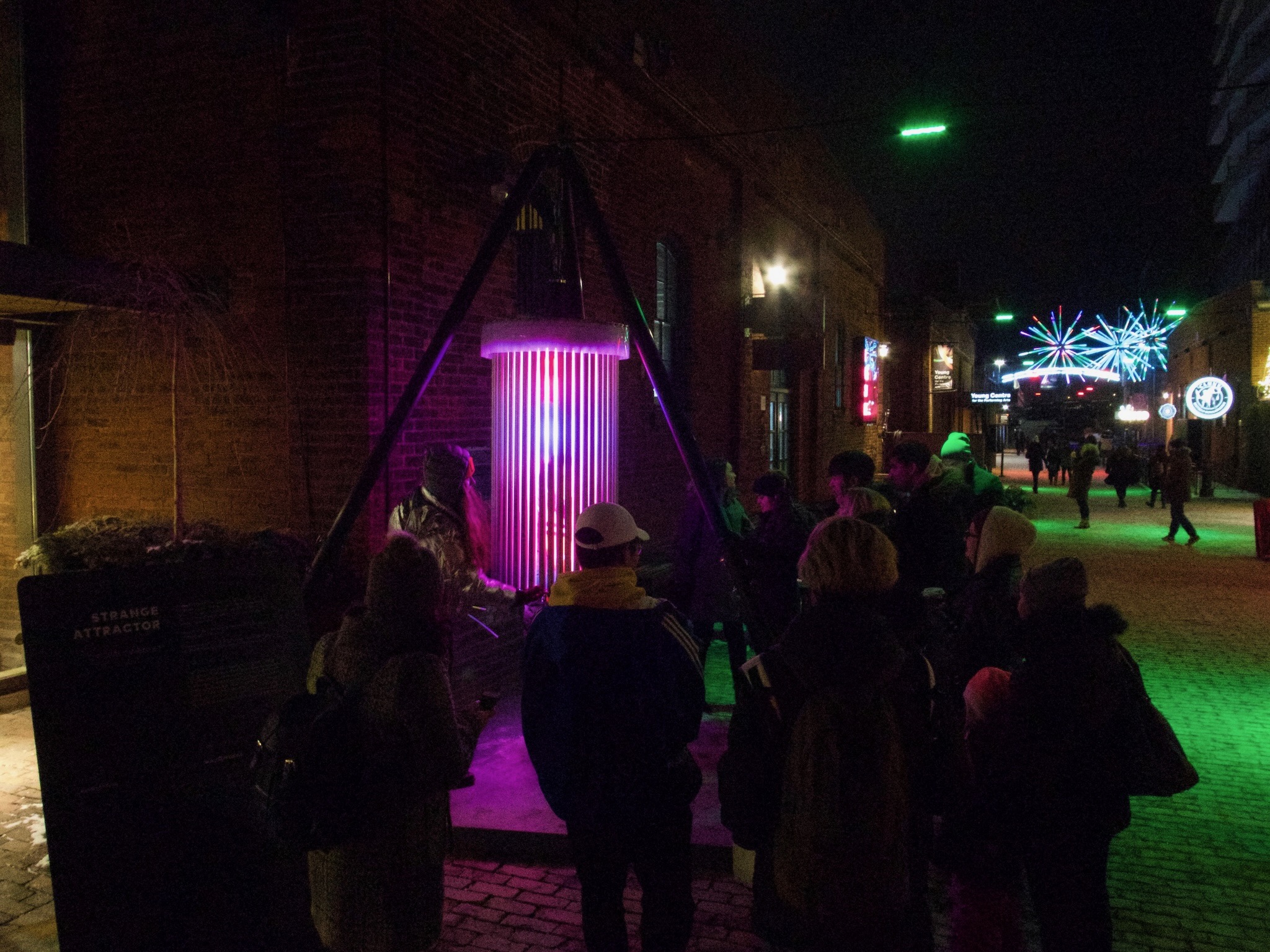 Strange Attractor illuminated with colorful LED patterns